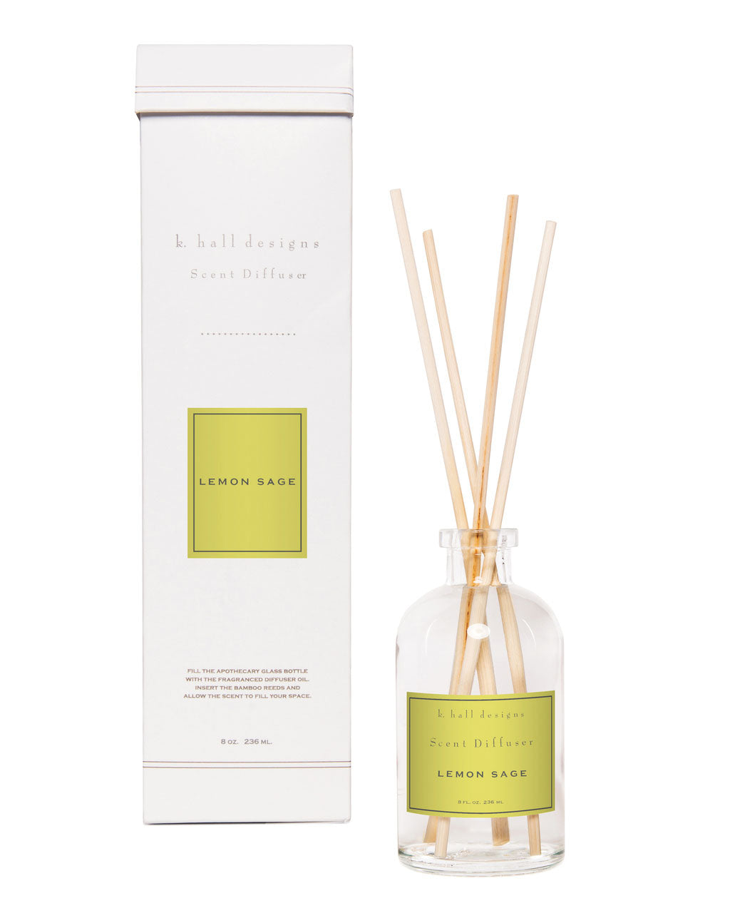 k hall designs Lemon Sage Reed Diffuser Set