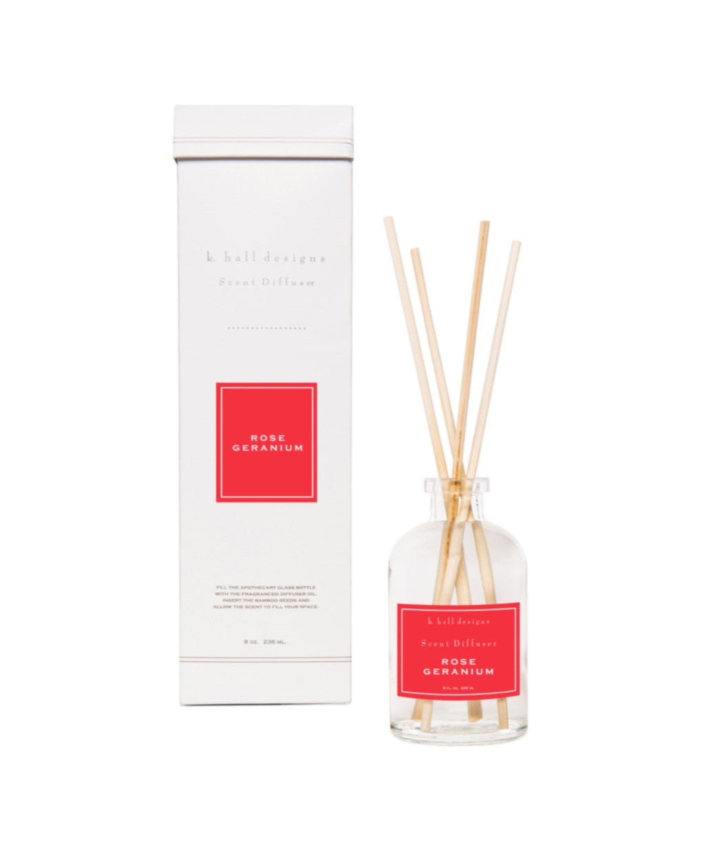 k hall designs Rose Geranium Diffusion Set Reed Diffuser New Box
