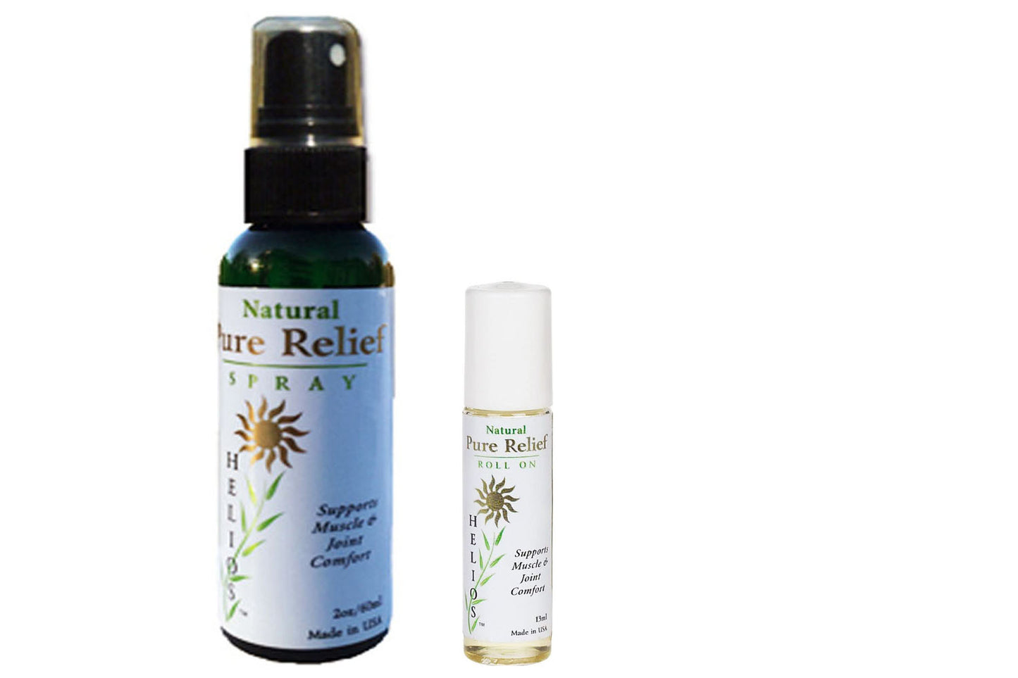 Helios On the GO Natural Pure Relief 22 powerful botanical compounds 2 oz. Spray + Roll On