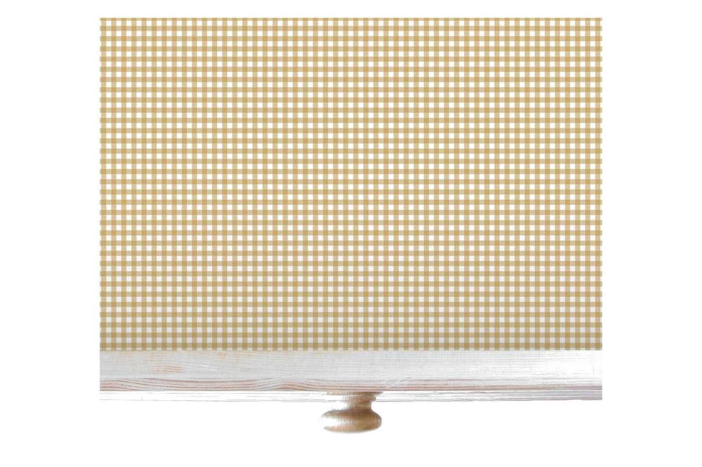Sandalwood Beige Gingham Print Drawer Liner